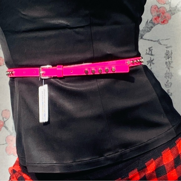 Free People Skinny Round Studs Satin Faux Leather Belts - Picture 3 of 12